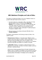 WRC Mediation Code of Practice and Ethics front page preview
                  